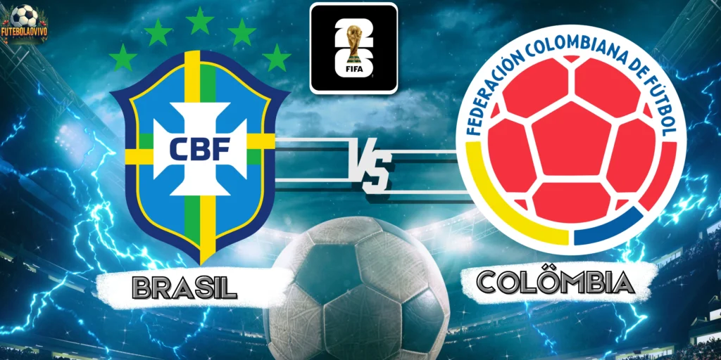 Brasil x Colômbia pelas Eliminatórias da Copa do Mundo de 2026 no futebolaovivo
